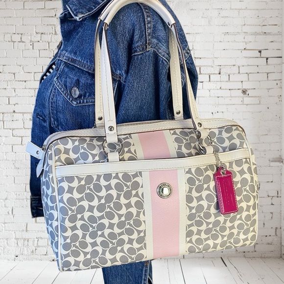 Coach Chelsea Heritage Signature Stripe Boston/Doctor Satchel Bag - Picture 4 of 16